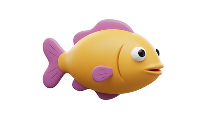 Swimming Toy Fish with Googly Eyes Isolated on White Background