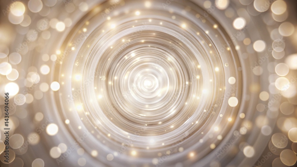 Poster Abstract Golden Swirling Light Circles Background with Sparkling Bokeh Effects