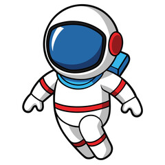 Cute Cartoon Astronaut Floating in Space