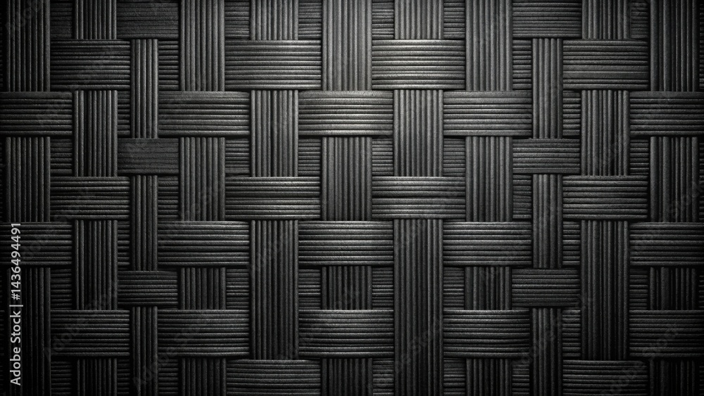 Poster dark interwoven textile pattern a detailed macro shot of a black woven fabric texture