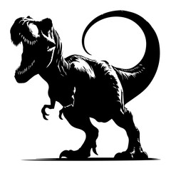 Black and white silhouette of a Tyrannosaurus Rex on a white isolated background. vector graphics. EPS.