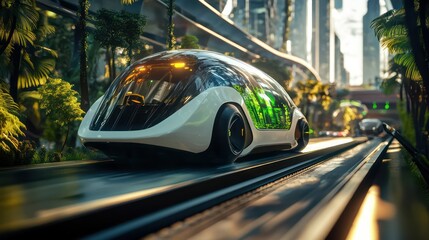 Fototapeta premium Sleek future pod on elevated track