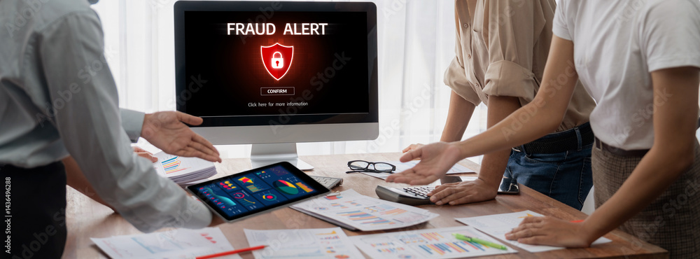 Aufkleber cyber security software show alert of cyber attack for protection brisk. danger from virus, phishing