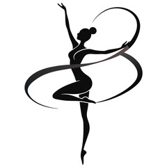 Silhouette of a Rhythmic Gymnast with Ribbon