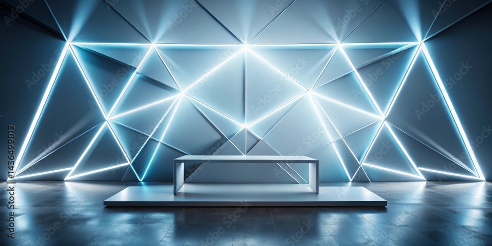 Poster modern minimalist product display with illuminated geometric wall