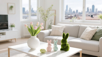 Cozy Living Room Decorated in Soft Pastel Colors