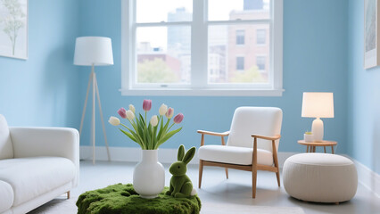 Cozy Living Room Decorated in Soft Pastel Colors