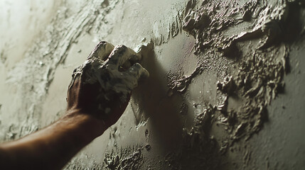 Fototapeta premium Hand Applying Plaster to a Wall