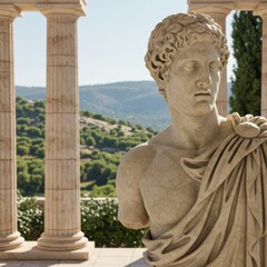 Obraz premium Roman statue of a young man standing in a classical setting 