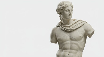 Obraz premium Ancient Greek marble statue of a male figure in profile 