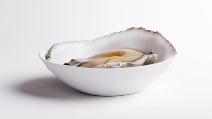 Fresh oyster in a white bowl