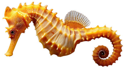 Golden Seahorse in Aquatic Majesty: A solitary, radiant golden seahorse, intricately detailed against an undisclosed backdrop, embodies the mysteries of marine life and underwater exploration.