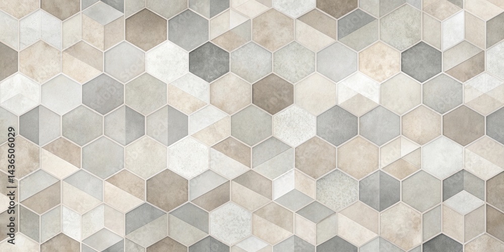 Poster Abstract Hexagonal Tile Pattern in Neutral Tones A Seamless Texture for Design Projects
