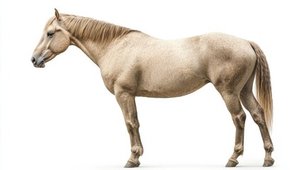 Obraz premium Speckled Cream Colored Horse on White Background