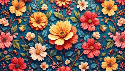 Intricate floral design, repeating seamlessly , surface, decor, nature pattern
