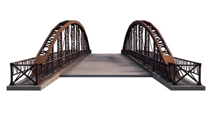 Fototapeta premium Old Rusty Bridge on a White Background - Isolated Structure