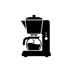 Black Filled Icon of a Coffee Maker Brewing Coffee
