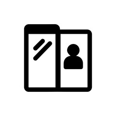 Black Filled Icon of a Mirror with Someone Looking into It