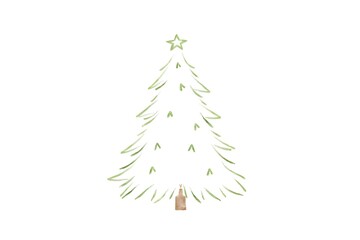 Fototapeta premium Watercolor Christmas tree, festive holiday decoration, isolated white background