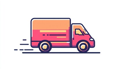Fototapeta premium Simple illustration of a delivery truck, moving fast. Use for online delivery concepts