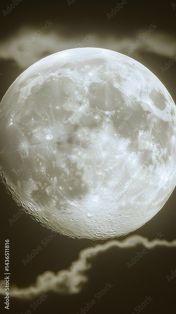 Aufkleber close-up view of a celestial body craters and surface texture visible clouds partially obscure the v
