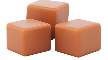 Isolated Brown Chocolate Cubes on White Background for Food Designs