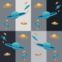 Saturn I textile seamless pixel pattern colorful, Design for fabric, Clothes, Curtain, Carpet, Scarf, Wrap, Handcraft, Wallpaper, Necktie ,Background and Vector illustration