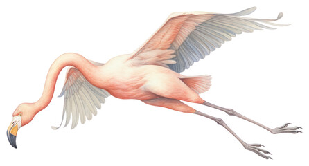 Obraz premium PNG Flamingo flying illustration bird elegant.