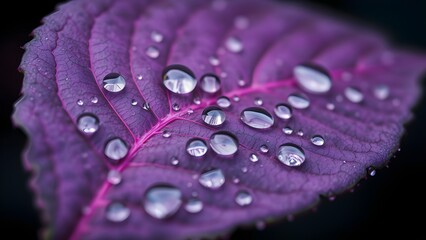 Fresh Leaf With Glistening Water Drops in Natures Macro Beauty