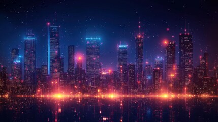 Neon Cityscape: A Futuristic Night in the Metropolis