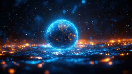 Fototapeta premium Glowing Earth, digital art