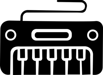 World piano day. Keyboard keys instrument sign. Music notes wave, musical waves staff symbols. Flat vector key stave banner. Classic clef, G melody. isolated on transparent background