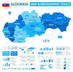 Slovakia Infographic Map with Data Visualization Elements - Vector Map of Slovakia