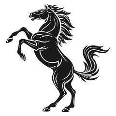 Black Silhouette of a Rearing Horse