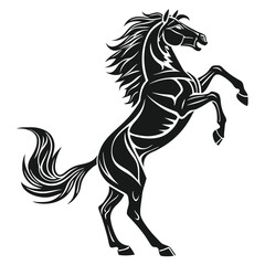 Majestic Black Stallion Rearing Up Elegant Horse Silhouette