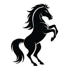 Black Silhouette of a Horse Rearing Up on Hind Legs