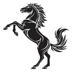 Black Silhouette of a Rearing Horse