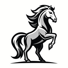 Majestic Stallion Rearing Up Powerful Horse Logo Design