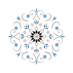 whimsical floral mandala featuring daisy chains.eps