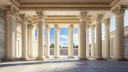 Obraz premium Elegant Greek-inspired neoclassical building with grand columns and sculpture high resolution picture