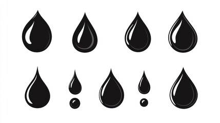 Oil Drop Icons Set on White (1)