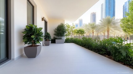 Modern Apartment Balcony with Lush Landscaping