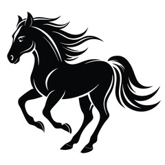 Stylized Black Horse Silhouette Galloping