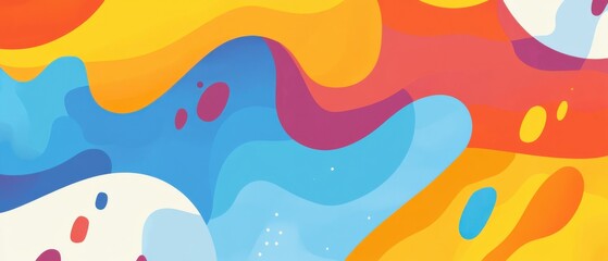 Vibrant abstract background with fluid shapes in yellow, blue, and red Modern colorful backdrop with organic forms and playful design for creative projects