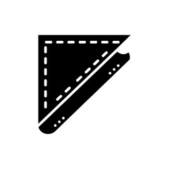 Fototapeta premium Rolled Hem Corner with Stitch Line Black Icon