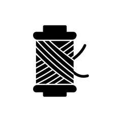 Thread Spool with Crossed Thread Pattern Black Icon