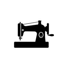 Vintage Sewing Machine Side View Minimal Black Icon