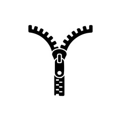 Zipper Chain Unzipped Half Length Black Icon
