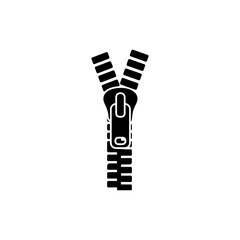 Zipper Teeth and Pull Flat Icon Black Fill