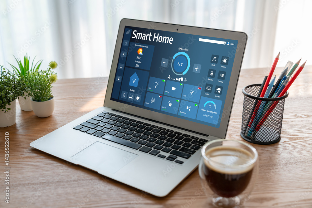 Poster smart home technology, centric remote control system with digital dashboard for air conditioning, sa
